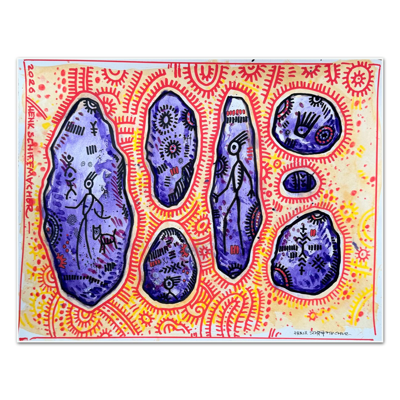 Schiffmacher's Original 'Primal Purple Stones' - Artwork - Straight from the Basement Collection