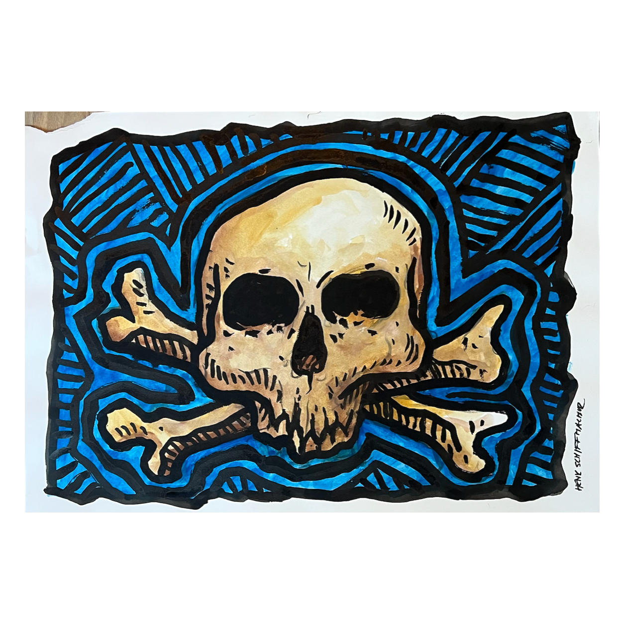 Schiffmacher's Original 'Blue Skull' - Artwork - Straight from the Basement Collection