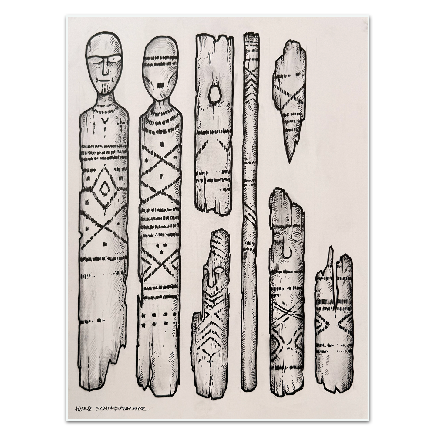 Schiffmacher's Original 'Carved Wood' - Artwork - Straight from the Basement Collection