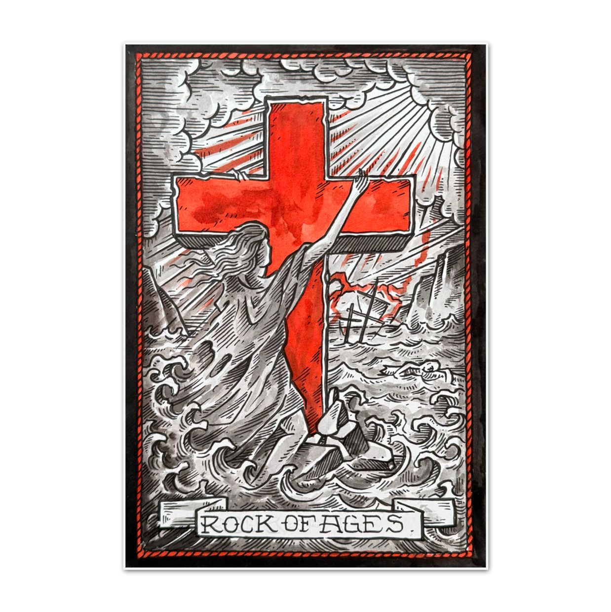 Schiffmacher's Original 'Rock of Ages Fierce' - Artwork - Straight from the Basement Collection