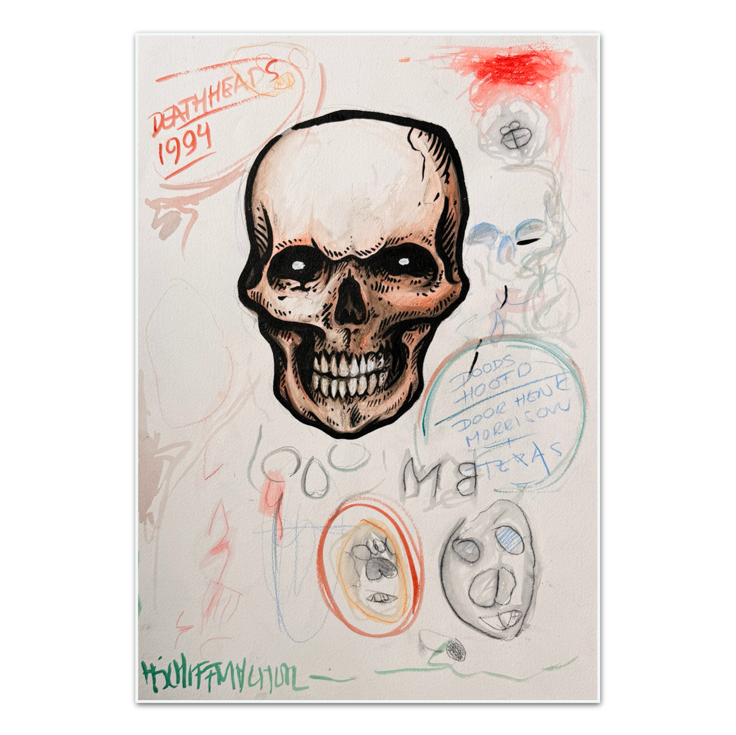 Schiffmacher's Original 'Death Heads 1994' - Artwork - Straight from the Basement Collection