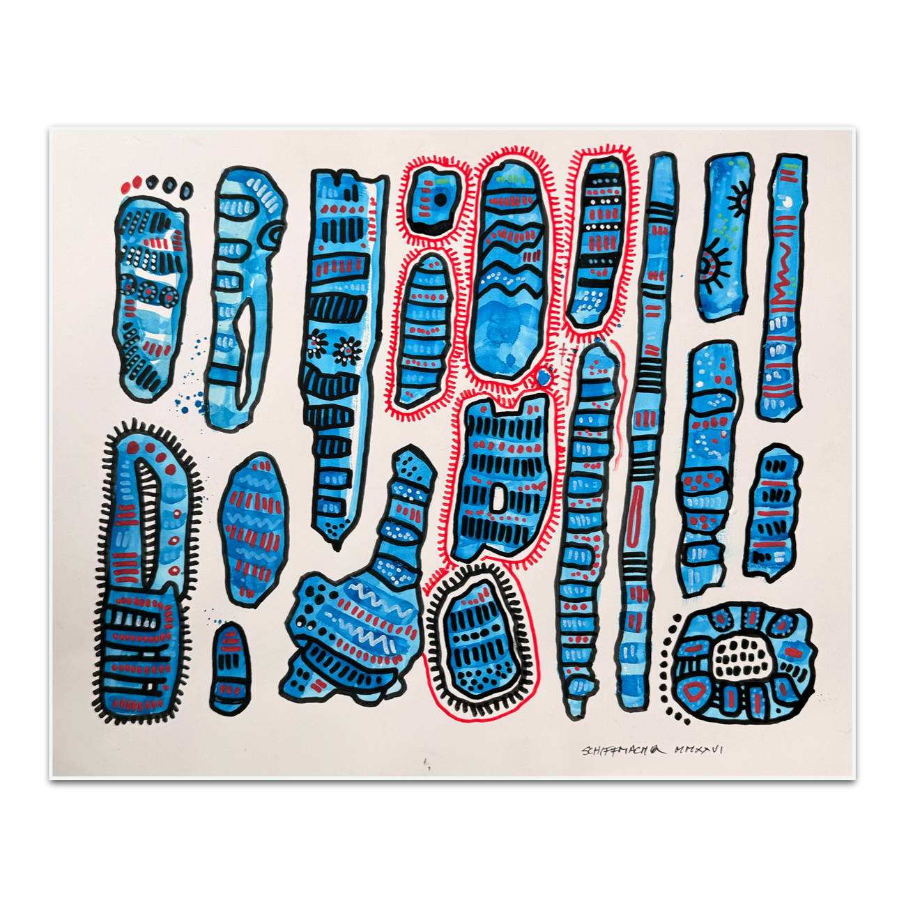 Schiffmacher's Original 'Primal Blue Stones' - Artwork - Straight from the Basement Collection