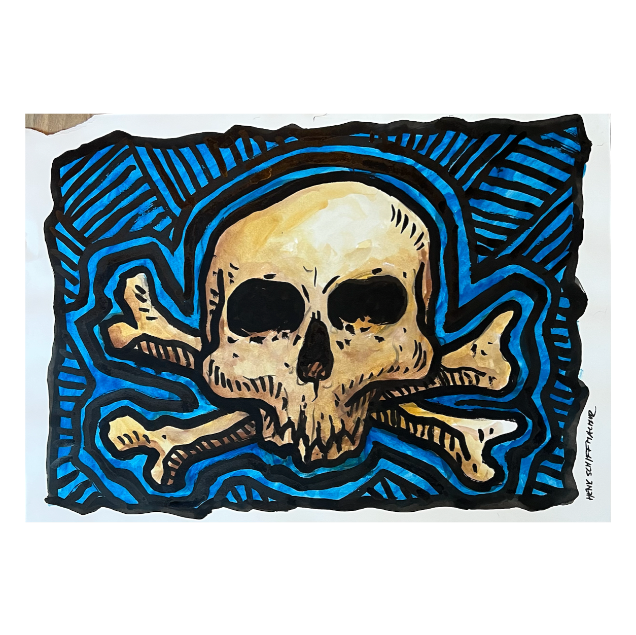 Schiffmacher's Original  'Blue Skull' - Artwork - Straight from the Basement Collection