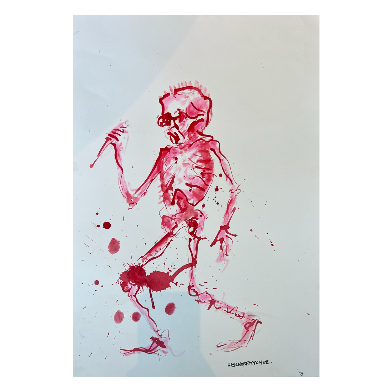 Schiffmacher's Original 'Red Skeleton' - Artwork - Straight from the Basement Collection